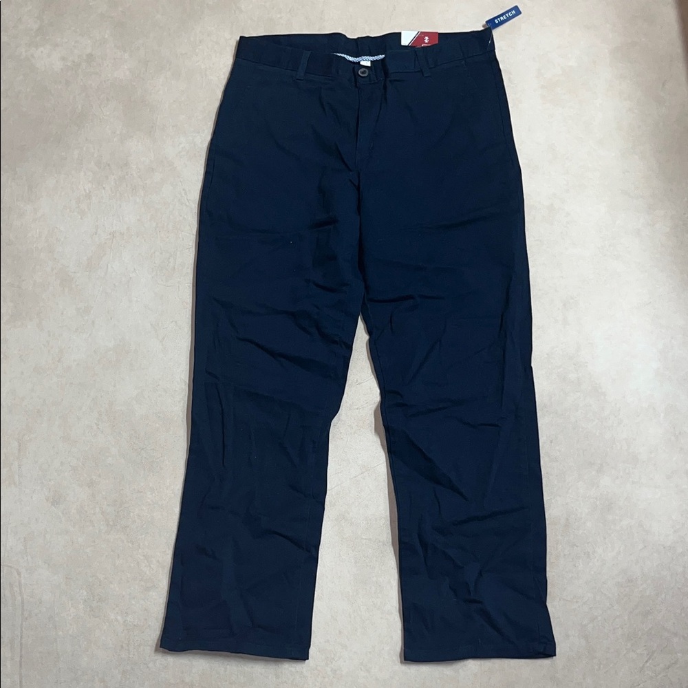 IZOD Flat Front Stretch Chino Navy Pants